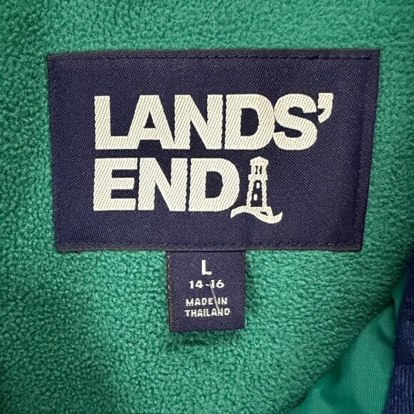 Lands End Squall Raincoat Women L Green Hooded Jacket Waterproof Outdoor Travel - Picture 13 of 16